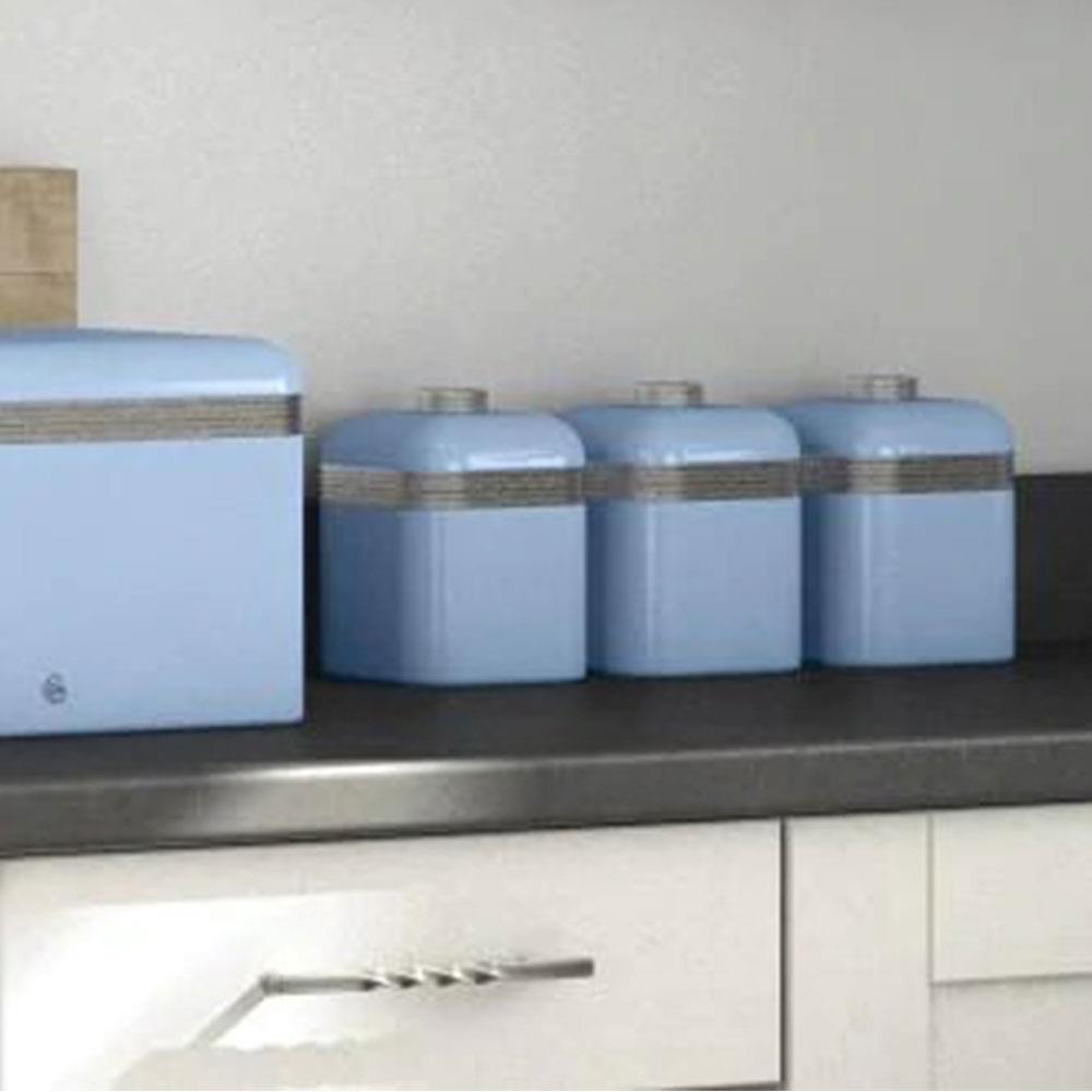 Swan Retro Kitchen Storage Canisters,  Set of 3, 1 Litre - Blue