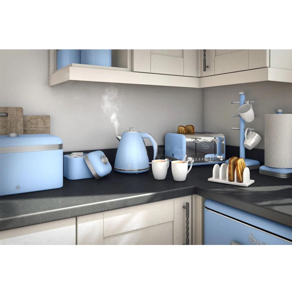Swan Retro Kitchen Storage Canisters,  Set of 3, 1 Litre - Blue