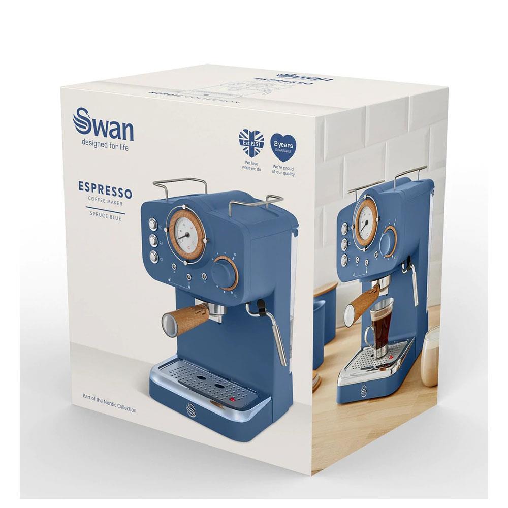 Swan Nordic Pump Espresso Coffee Machine 1100 W 1.2 Litre - Blue