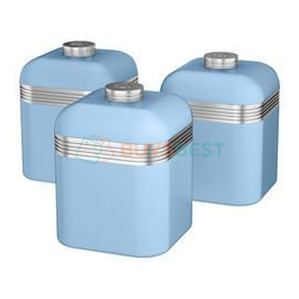 Swan Retro Kitchen Storage Canisters,  Set of 3, 1 Litre - Blue