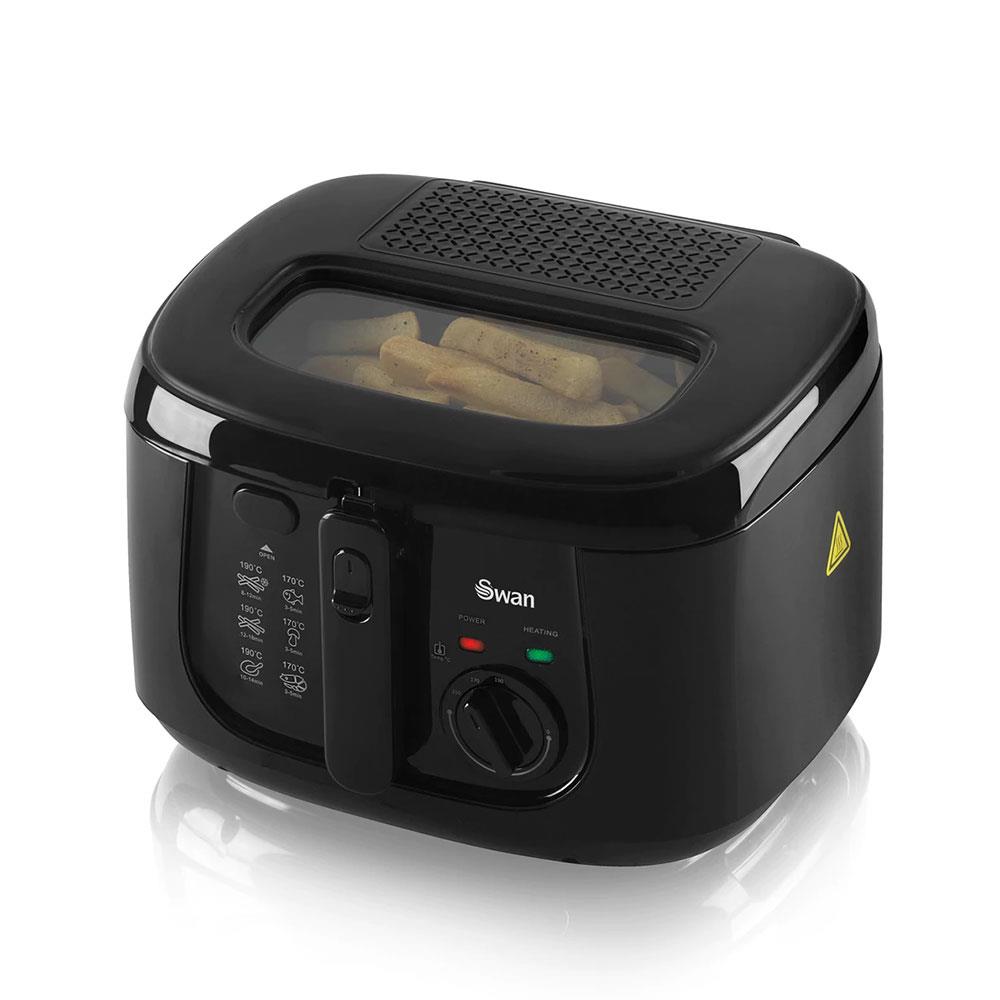 Swan Square Deep Fat Fryer With Viewing Window 1800 W 2.5 Litre - Black