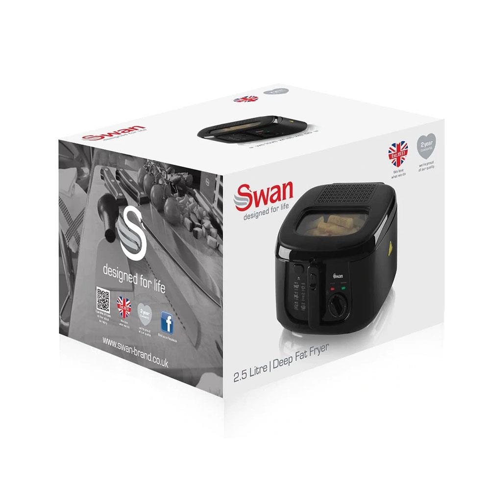 Swan Square Deep Fat Fryer With Viewing Window 1800 W 2.5 Litre - Black