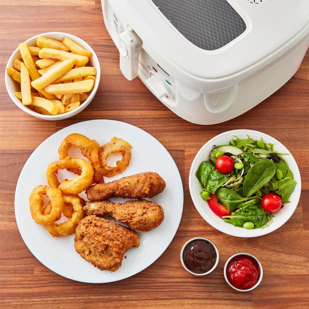 Swan Square Deep Fat Fryer With Viewing Window 1800 W 2.5 Litre - White