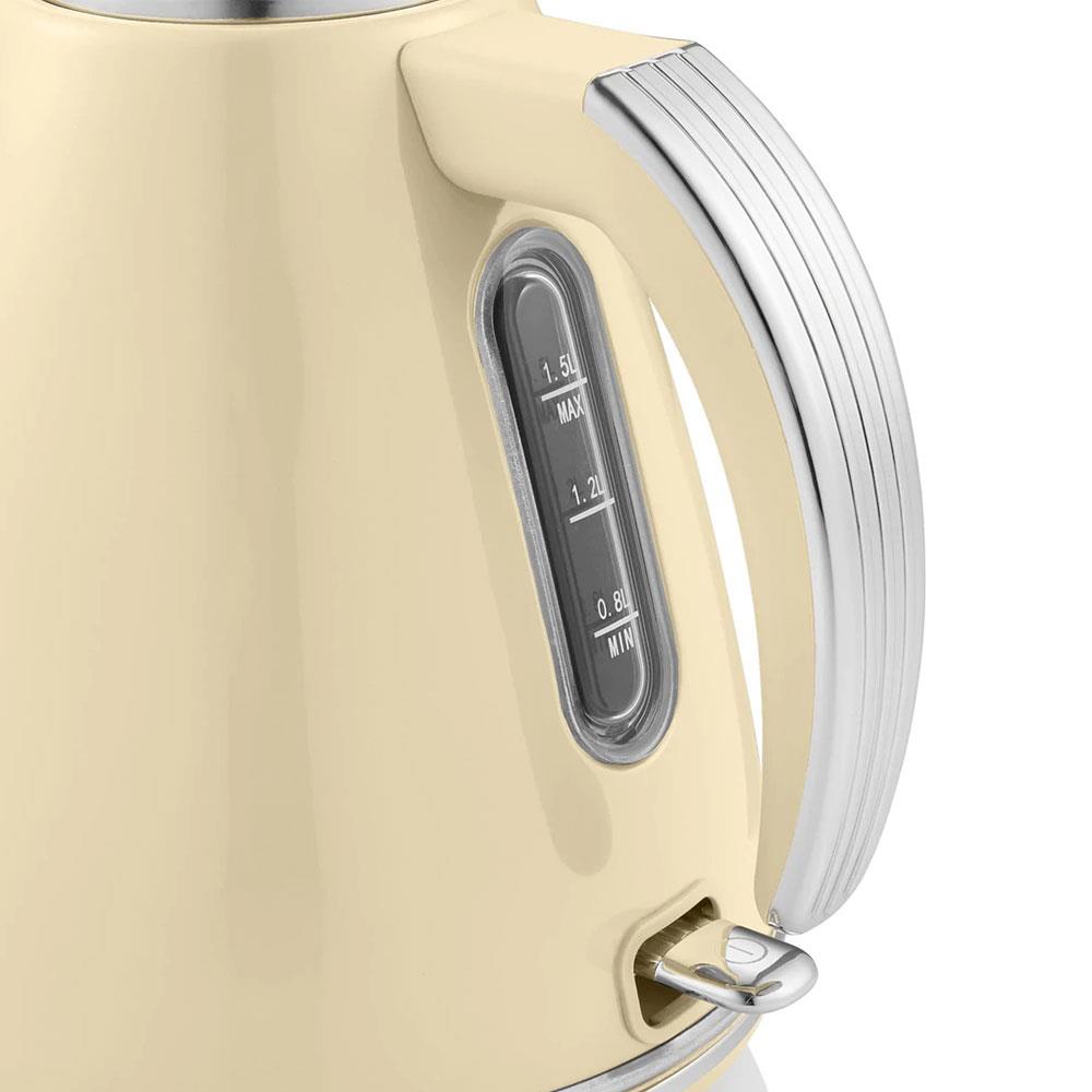 Swan Retro Jug Kettle Stainless Steel 3000 W 1.5 Litre - Cream