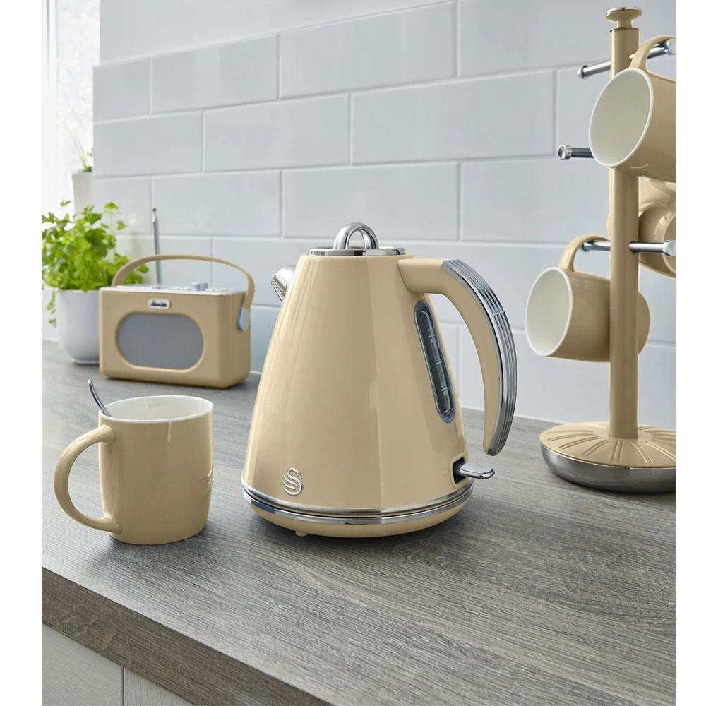 Swan Retro Jug Kettle Stainless Steel 3000 W 1.5 Litre - Cream
