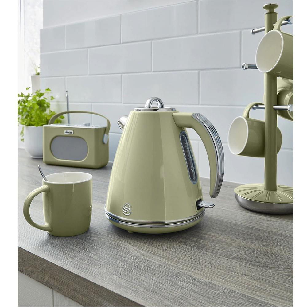 Swan Retro Jug Kettle Stainless Steel 3000 W 1.5 Litre - Green