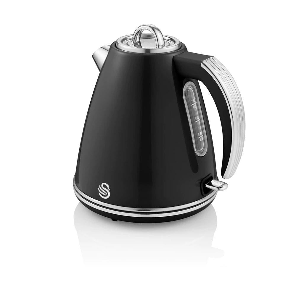 Swan Retro Jug Kettle Stainless Steel 3000 W 1.5 Litre - Black
