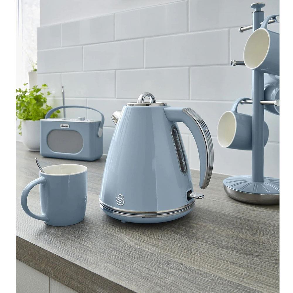 Swan Retro Jug Kettle Stainless Steel 3000 W 1.5 Litre - Blue