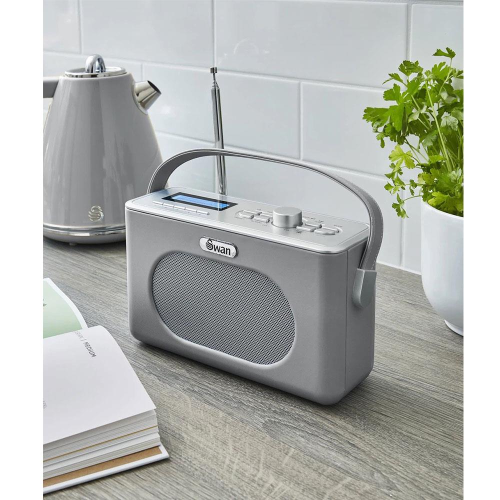 Swan Retro DAB Bluetooth Radio 3W - Grey