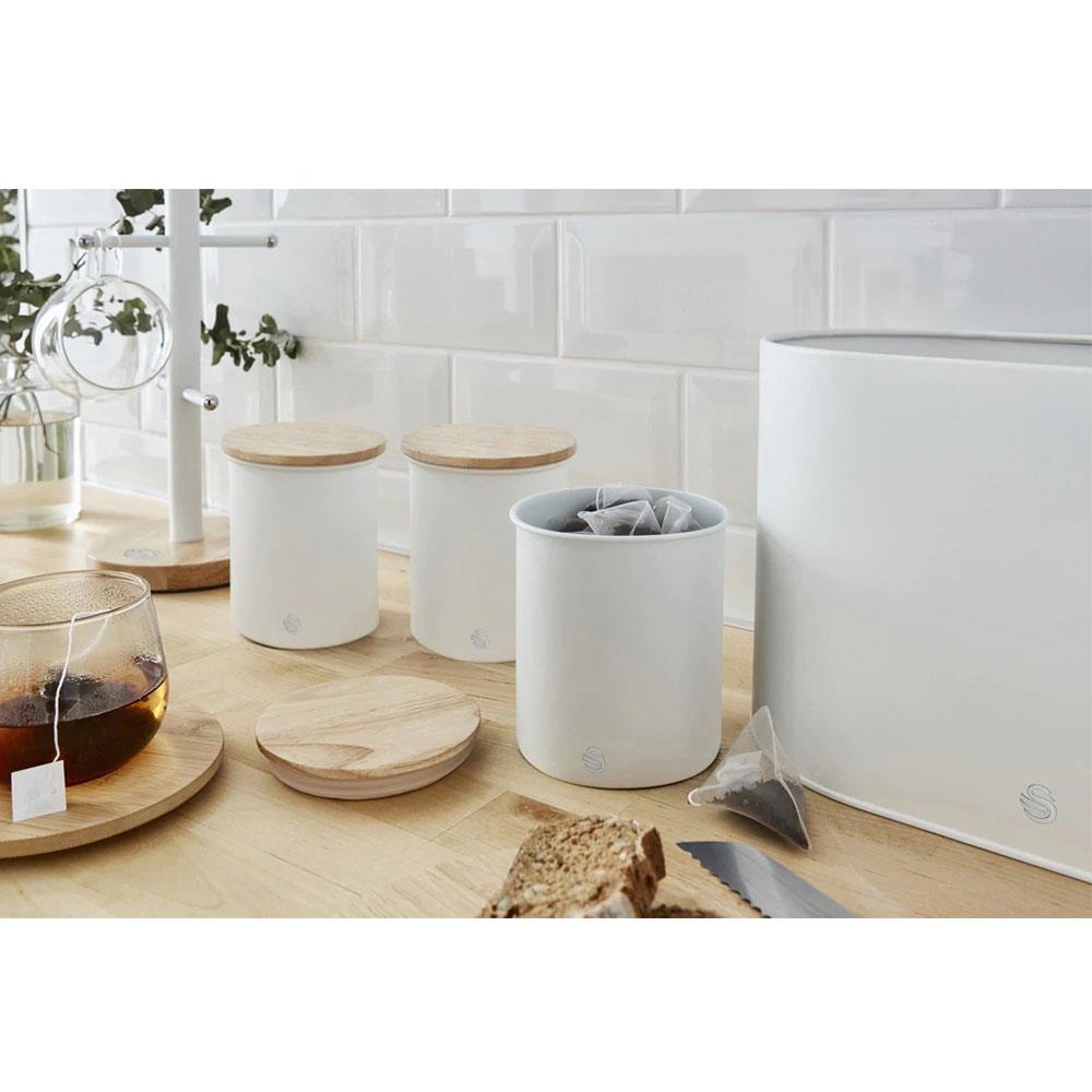 Swan Nordic Sugar Tea Coffee Storage Canisters Set of 3 - Cotton White