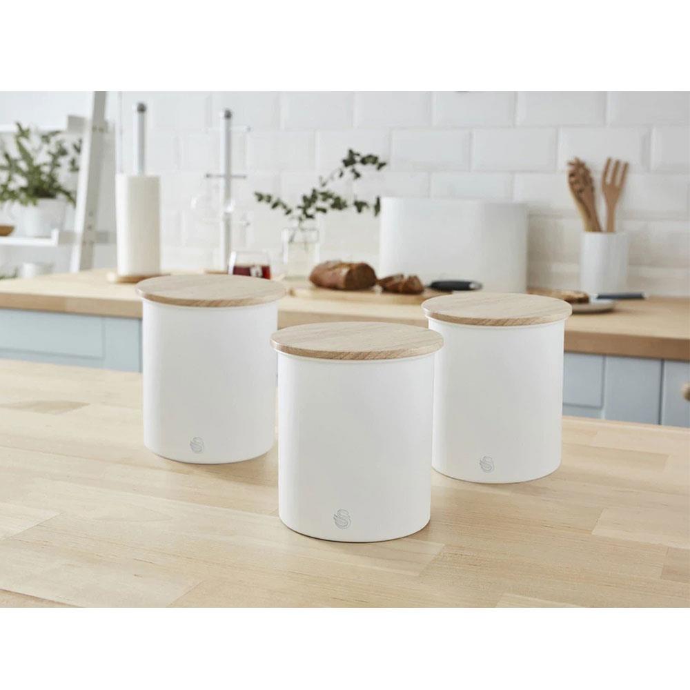 Swan Nordic Sugar Tea Coffee Storage Canisters Set of 3 - Cotton White