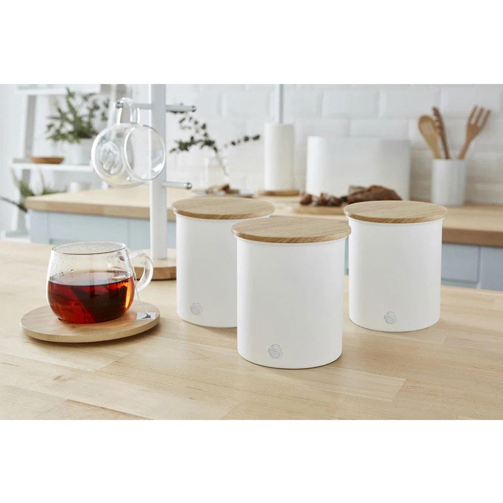 Swan Nordic Sugar Tea Coffee Storage Canisters Set of 3 - Cotton White