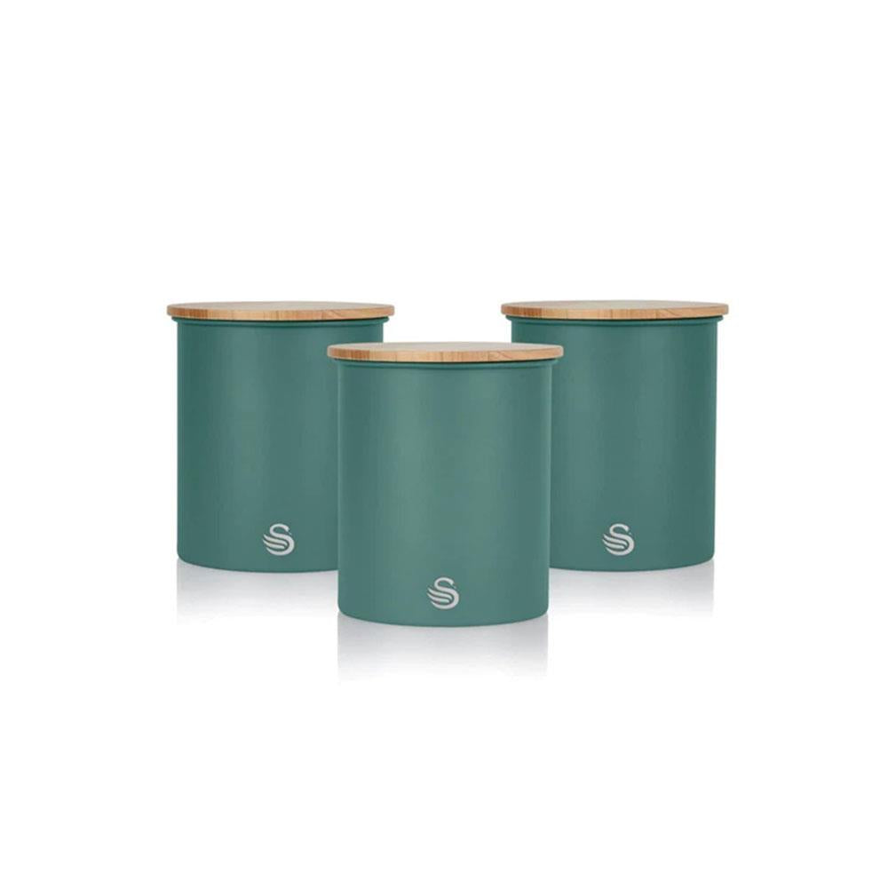 Swan Nordic Sugar Tea Coffee Storage Canisters Set of 3 - Pine Green