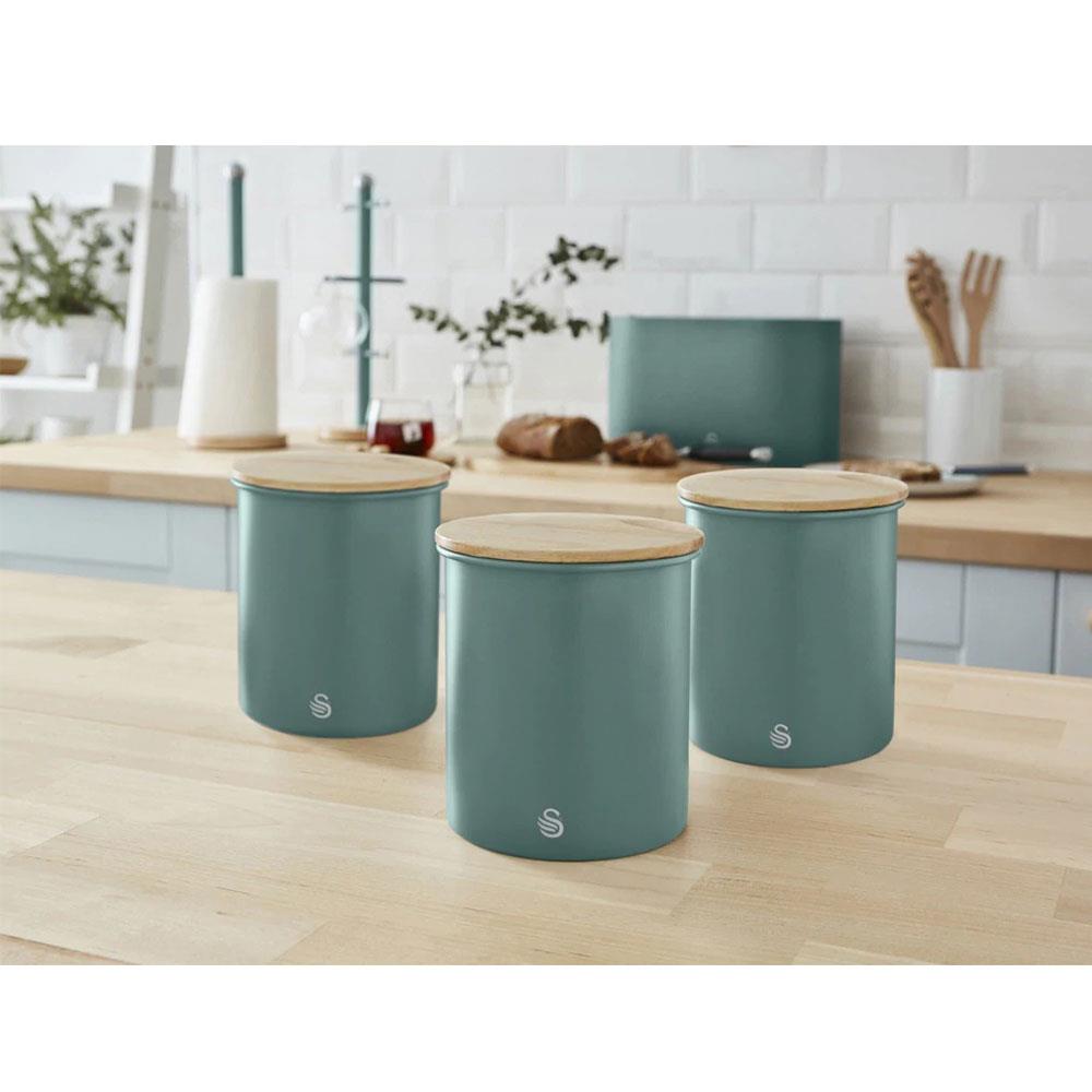 Swan Nordic Sugar Tea Coffee Storage Canisters Set of 3 - Pine Green
