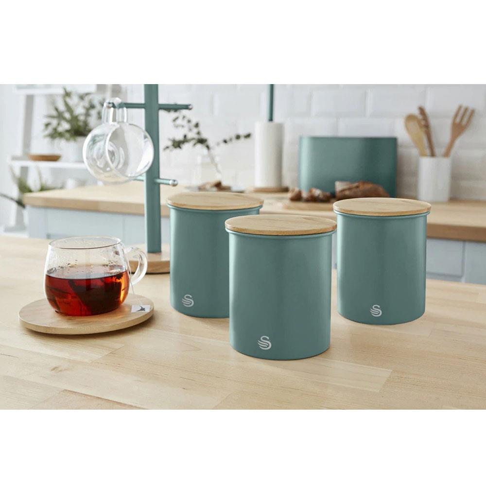 Swan Nordic Sugar Tea Coffee Storage Canisters Set of 3 - Pine Green