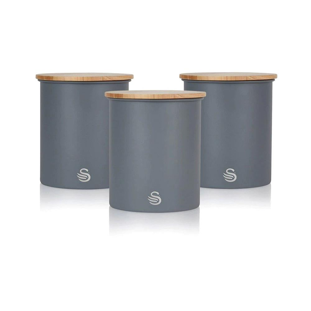 Swan Nordic Sugar Tea Coffee Storage Canisters Set of 3 - Slate Grey