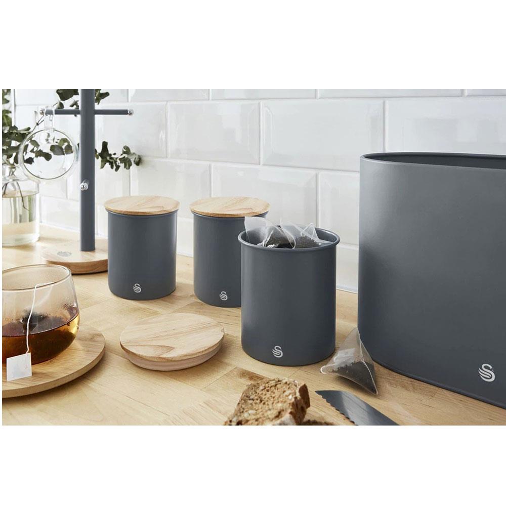 Swan Nordic Sugar Tea Coffee Storage Canisters Set of 3 - Slate Grey
