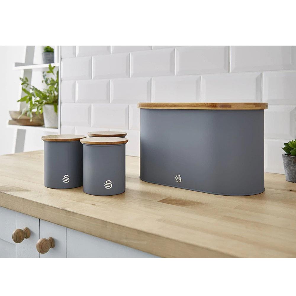 Swan Nordic Sugar Tea Coffee Storage Canisters Set of 3 - Slate Grey