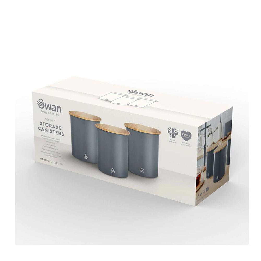 Swan Nordic Sugar Tea Coffee Storage Canisters Set of 3 - Slate Grey