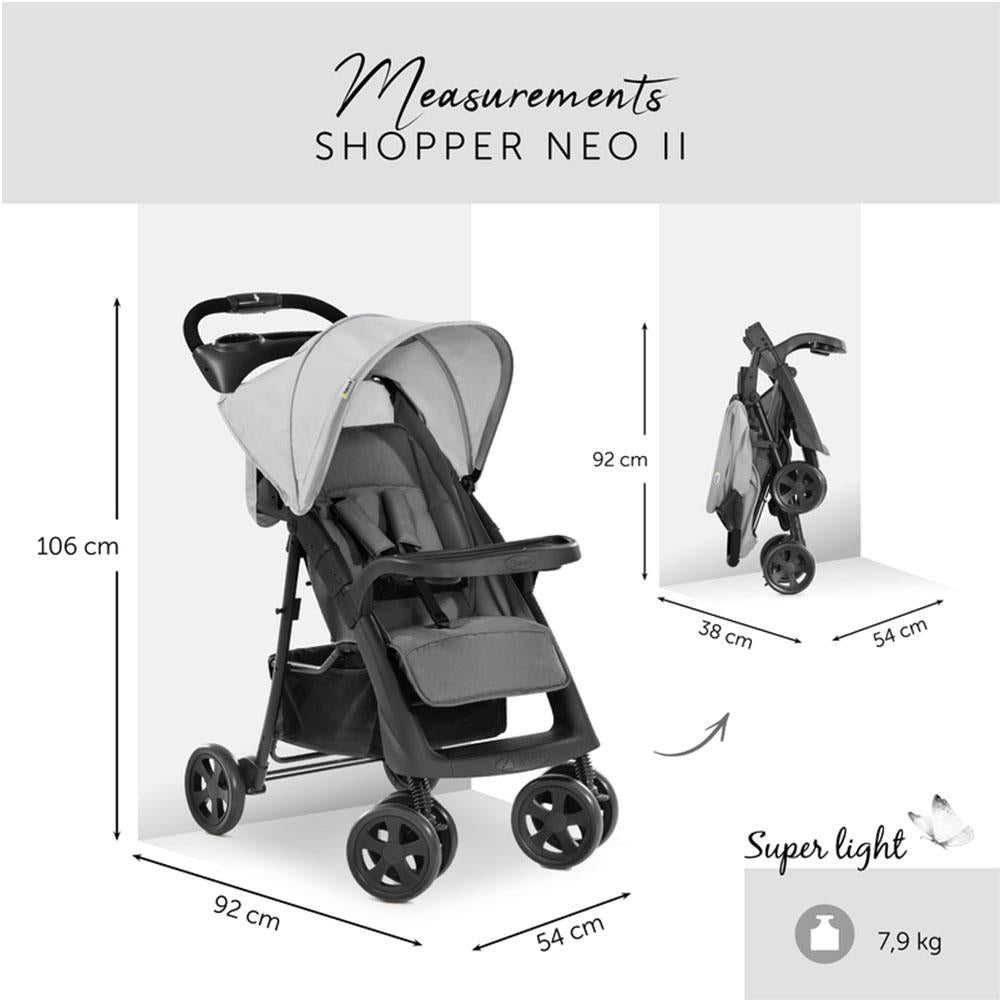 Hauck Shopper Neo II Pushchair With 2 Bottle Trays And Large Basket - Grey