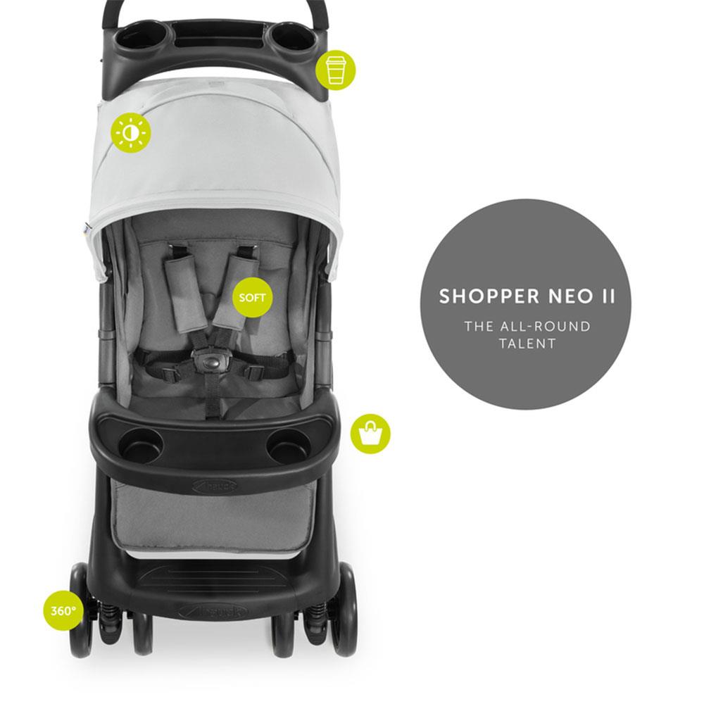 Hauck Shopper Neo II Pushchair With 2 Bottle Trays And Large Basket - Grey