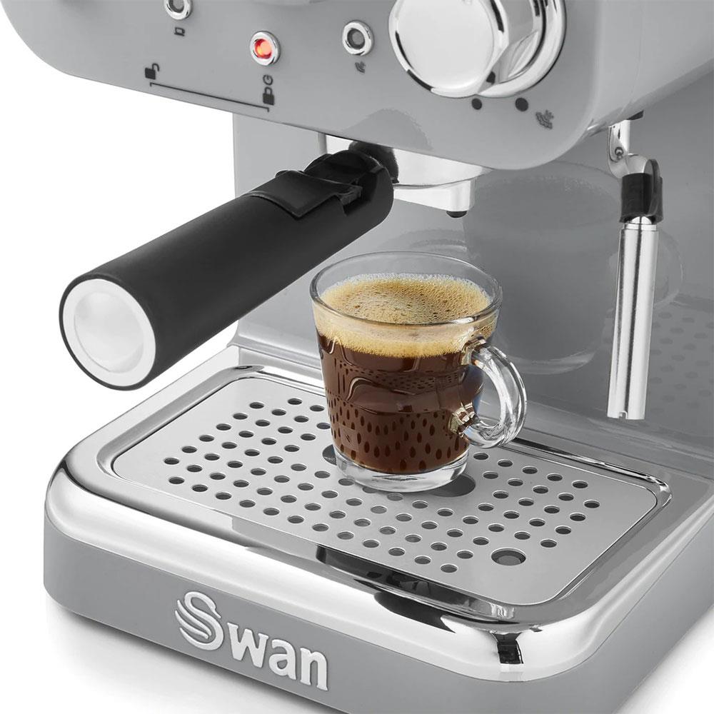 Swan Retro Pump Espresso Coffee Machine 1100 W 1.2 Litre - Grey