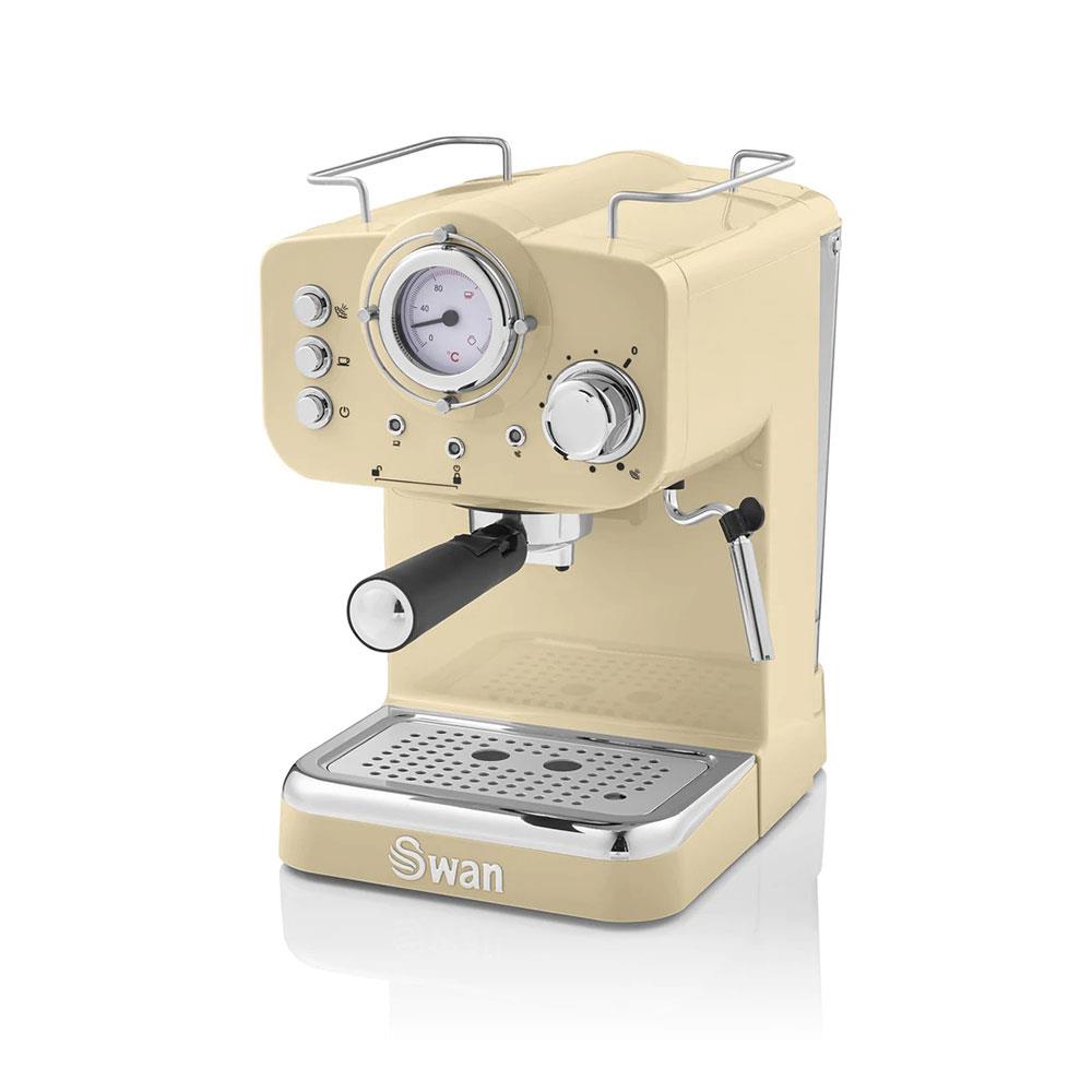 Swan Retro Pump Espresso Coffee Machine 1100 W 1.2 Litre - Cream