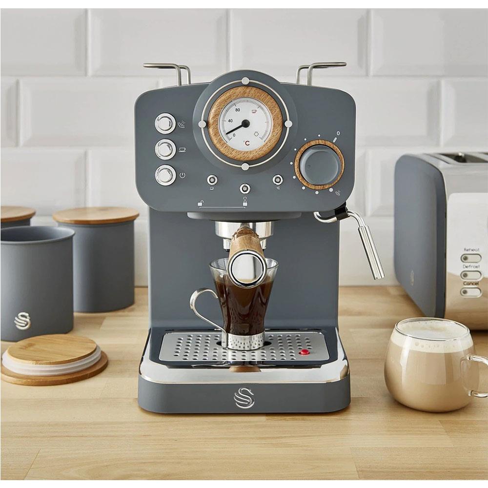 Swan Nordic Pump Espresso Coffee Machine 1100 W 1.2 Litre - Slate Grey