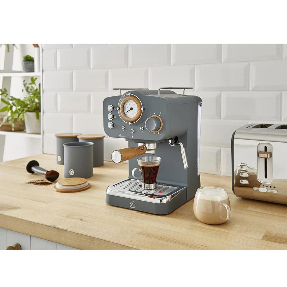 Swan Nordic Pump Espresso Coffee Machine 1100 W 1.2 Litre - Slate Grey