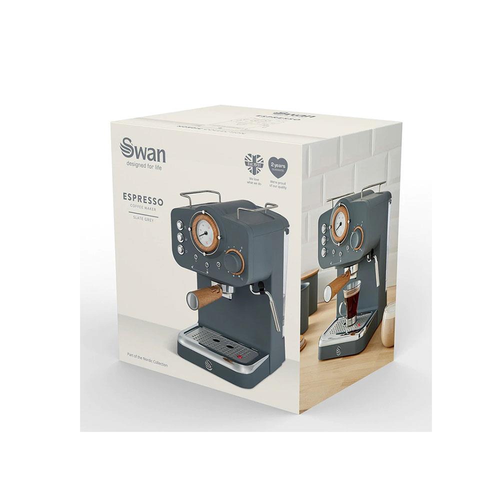 Swan Nordic Pump Espresso Coffee Machine 1100 W 1.2 Litre - Slate Grey