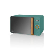 Swan Nordic Digital LED Microwave With Wood Effect Handle 20 Liters 800 W - Pine Green