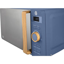 Swan Nordic Digital LED Microwave With Wood Effect Handle 20 Liters 800 W - Blue