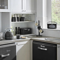 Swan Retro Bread Bin Generous Storage Capacity - Black