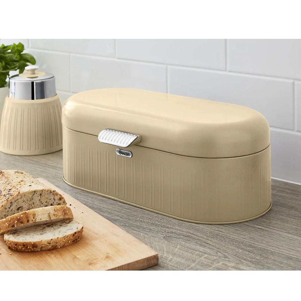 Swan Retro Bread Bin Generous Storage Capacity - Cream