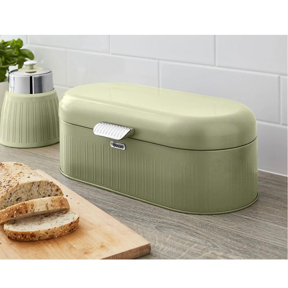 Swan Retro Bread Bin Generous Storage Capacity - Green
