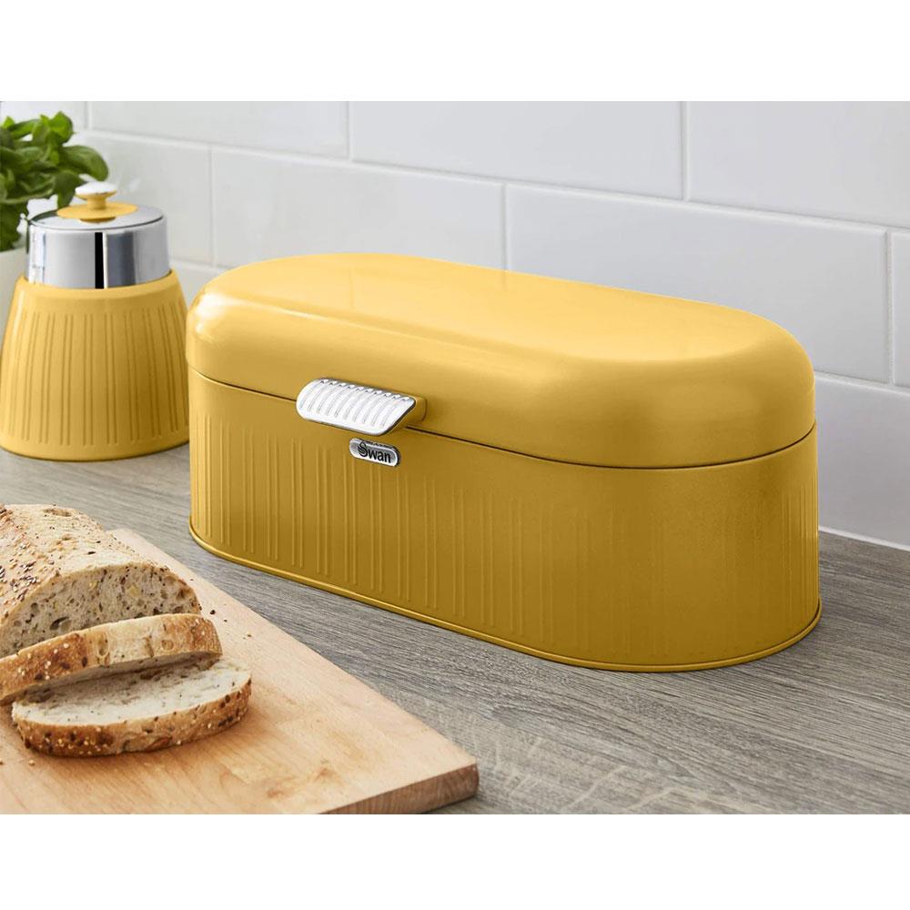 Swan Retro Bread Bin Generous Storage Capacity - Yellow