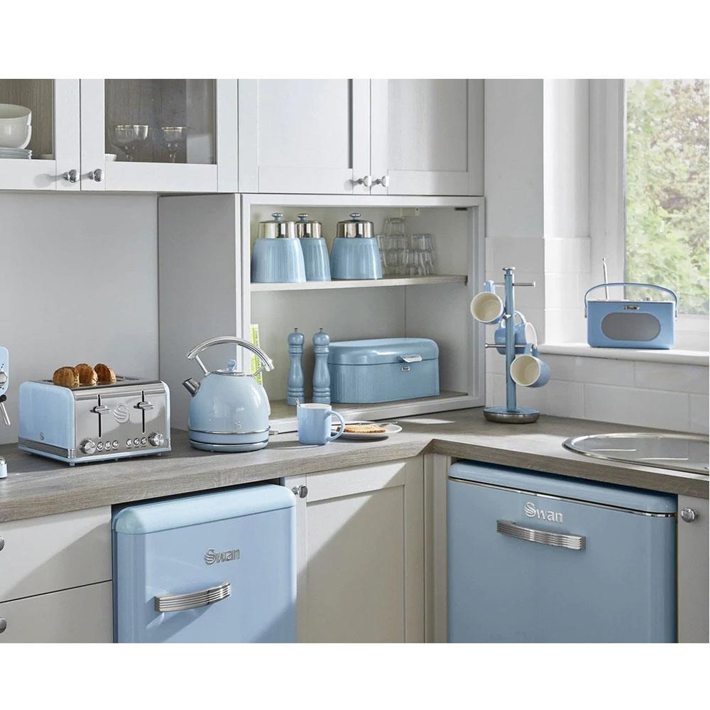 Swan Retro Tea Coffee And Sugar Canisters 1.2 Litre Capacity Set of 3 - Blue