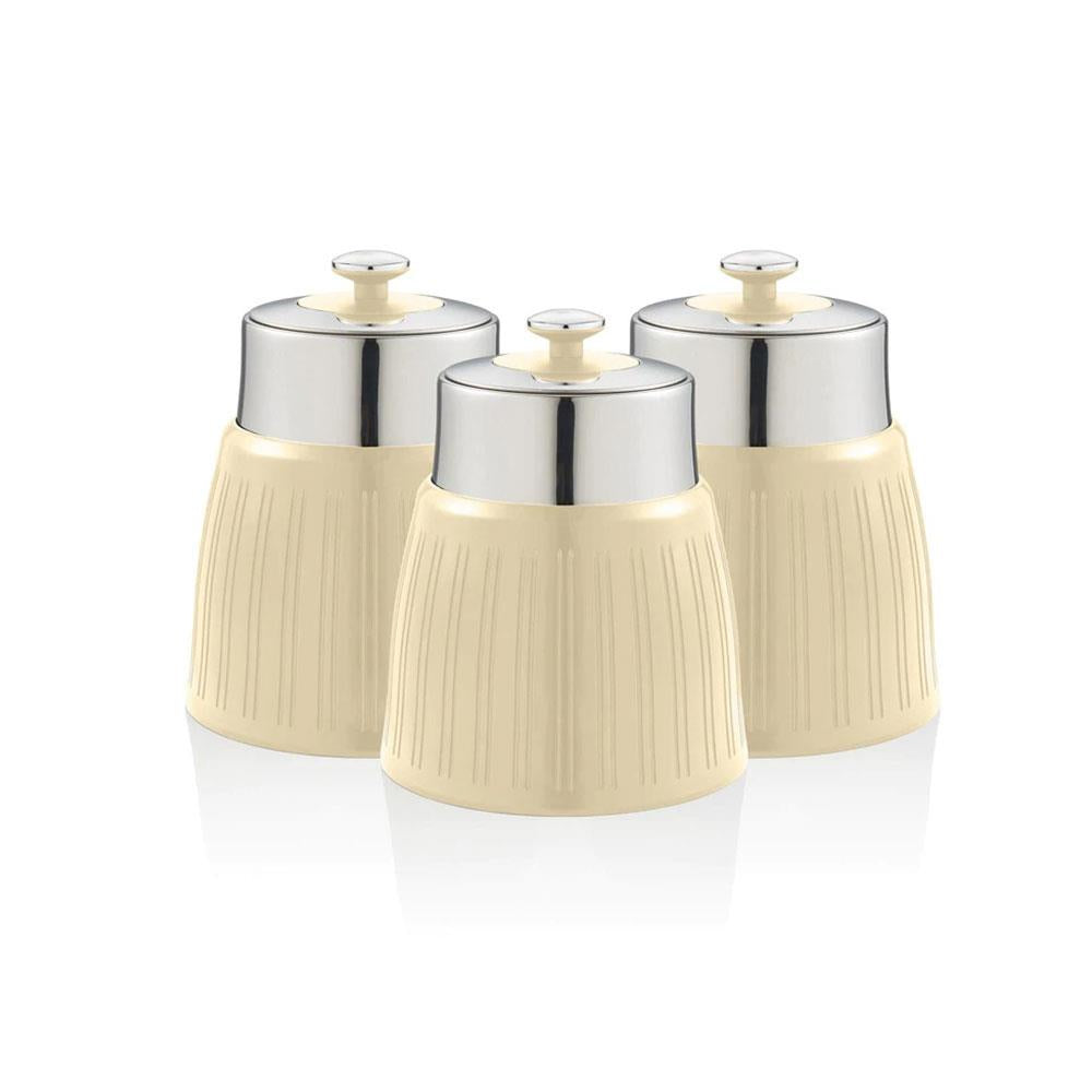 Swan Retro Tea Coffee And Sugar Canisters 1.2 Litre Capacity Set of 3 - Cream Main image
