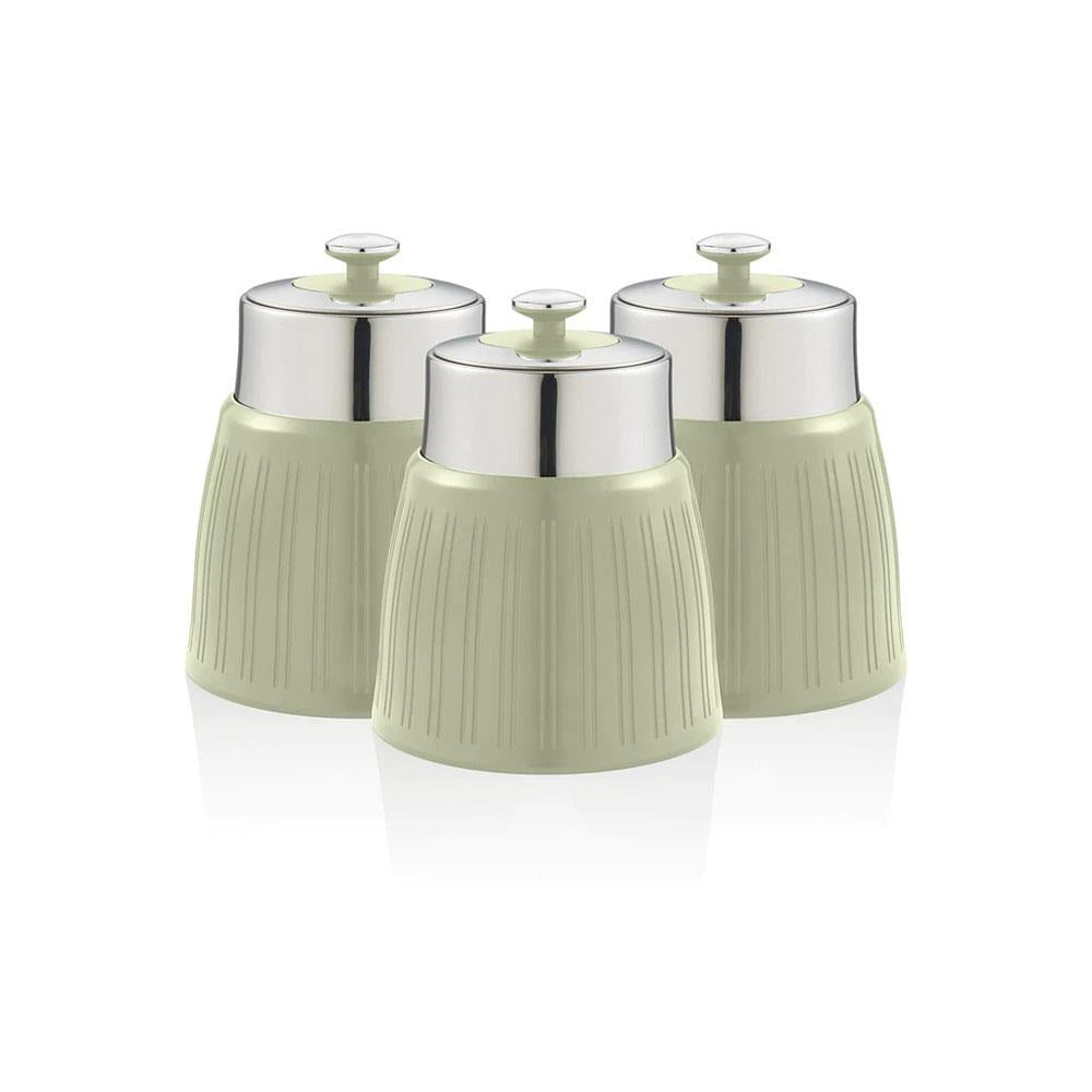 Swan Retro Tea Coffee And Sugar Canisters 1.2 Litre Capacity Set of 3 - Green Main image