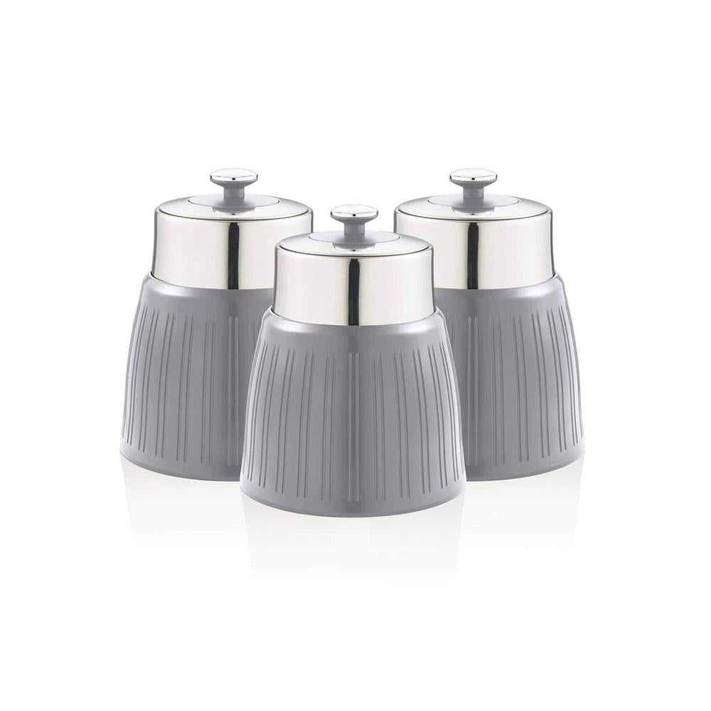 Swan Retro Tea Coffee And Sugar Canisters 1.2 Litre Capacity Set of 3 - Grey Main image