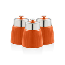 Swan Retro Tea Coffee And Sugar Canisters 1.2 Litre Capacity Set of 3 - Orange