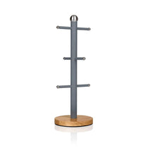 Swan Nordic Six Branch Mug Tree With Bamboo Base Wooden Effect Steel - Slate Grey