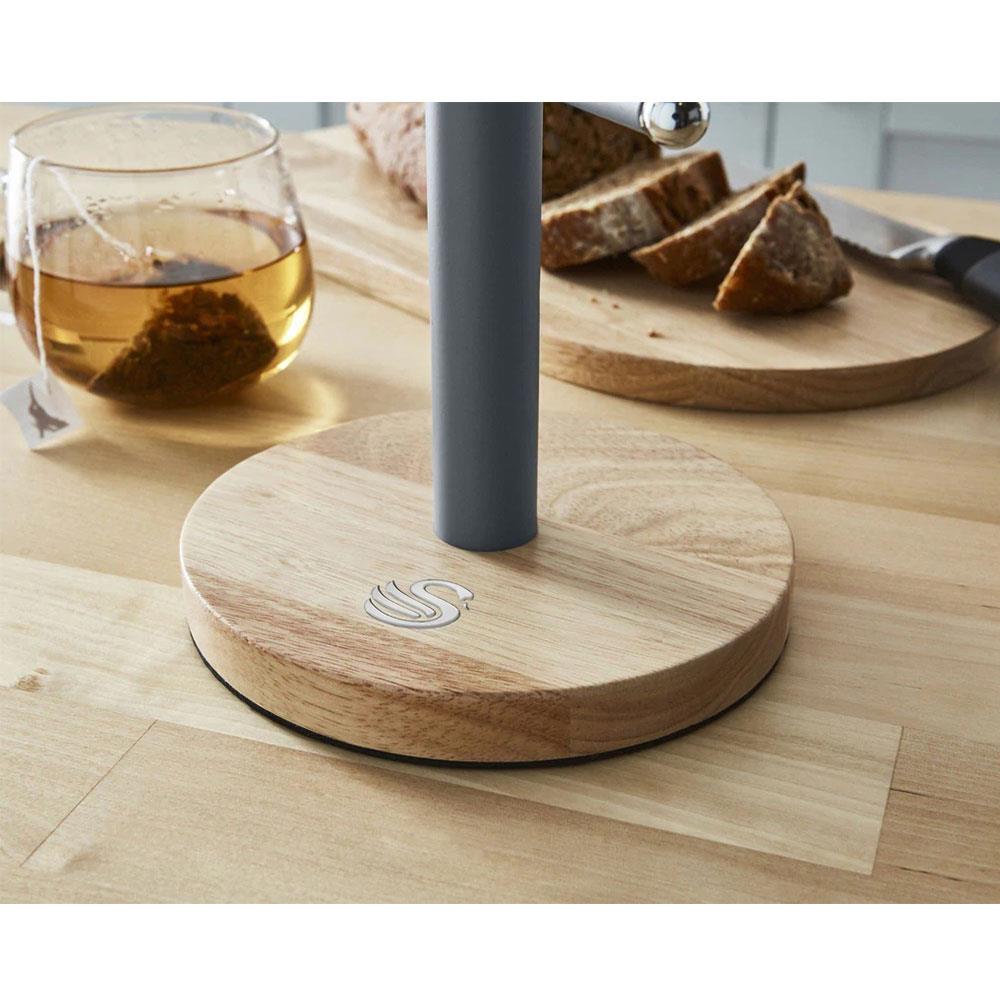 Swan Nordic Six Branch Mug Tree With Bamboo Base Wooden Effect Steel - Slate Grey Secondary image