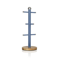Swan Nordic Six Branch Mug Tree With Bamboo Base Wooden Effect Steel - Blue