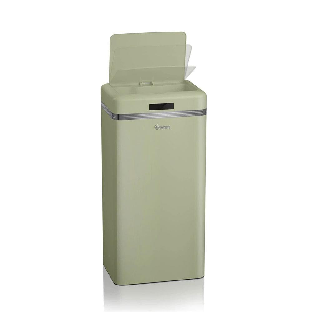 Swan Retro Square Sensor Bin With Infrared Technology Square 45 Litre - Green