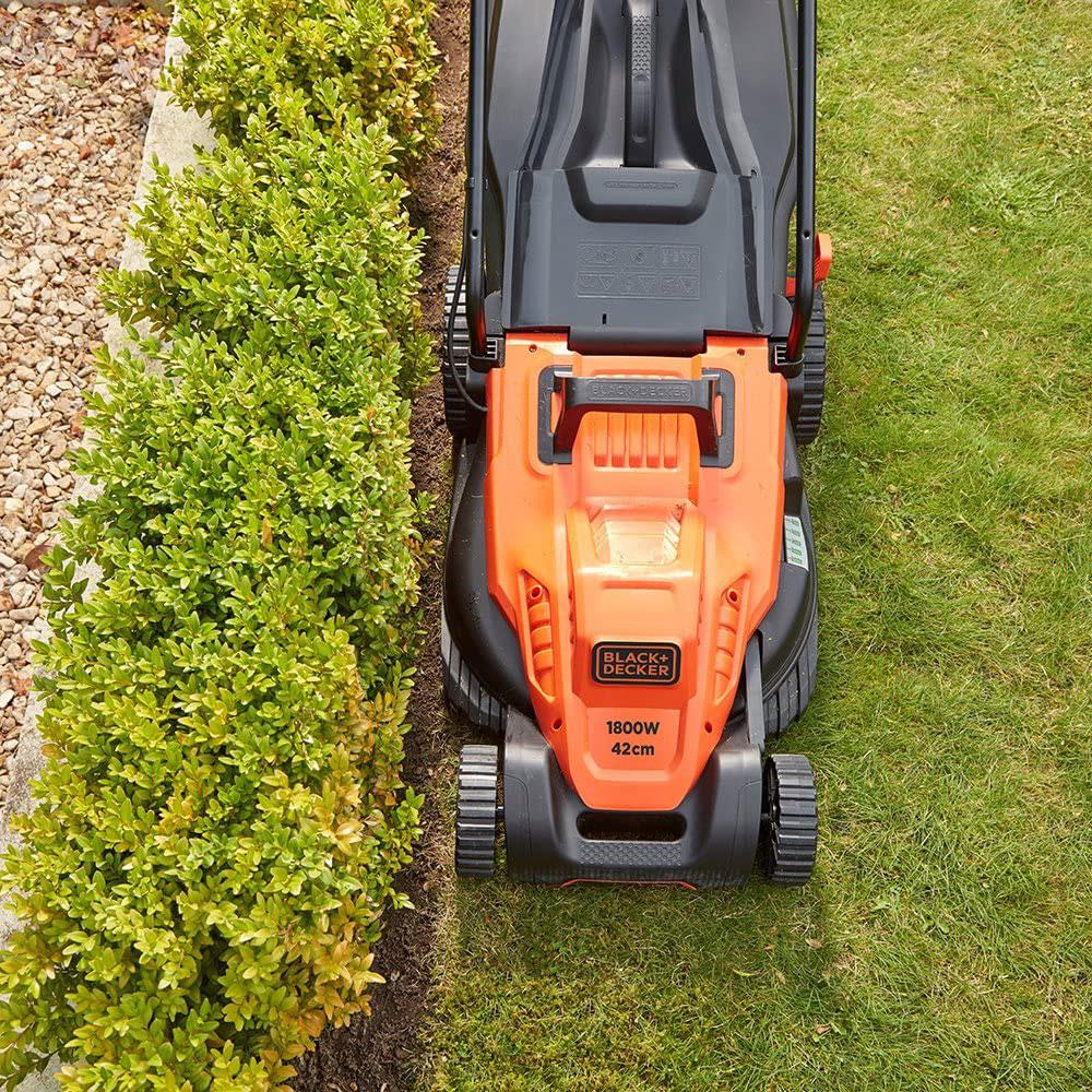 Black & Decker Electric Lawn Mower With Bike Handle 42cm 1800 W - Orange And Black