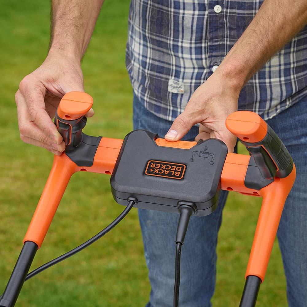 Black & Decker Electric Lawn Mower With Bike Handle 42cm 1800 W - Orange And Black