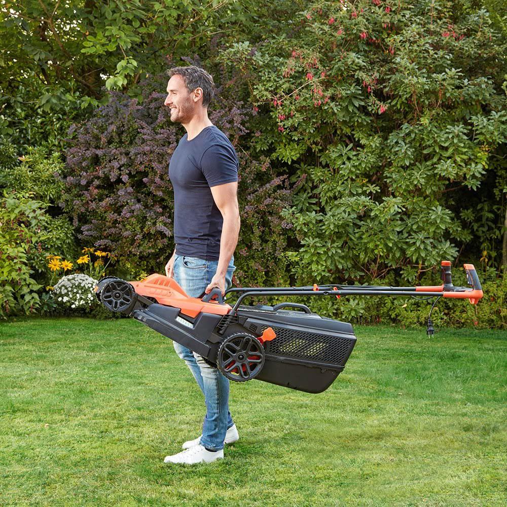Black & Decker Electric Lawn Mower With Bike Handle 42cm 1800 W - Orange And Black