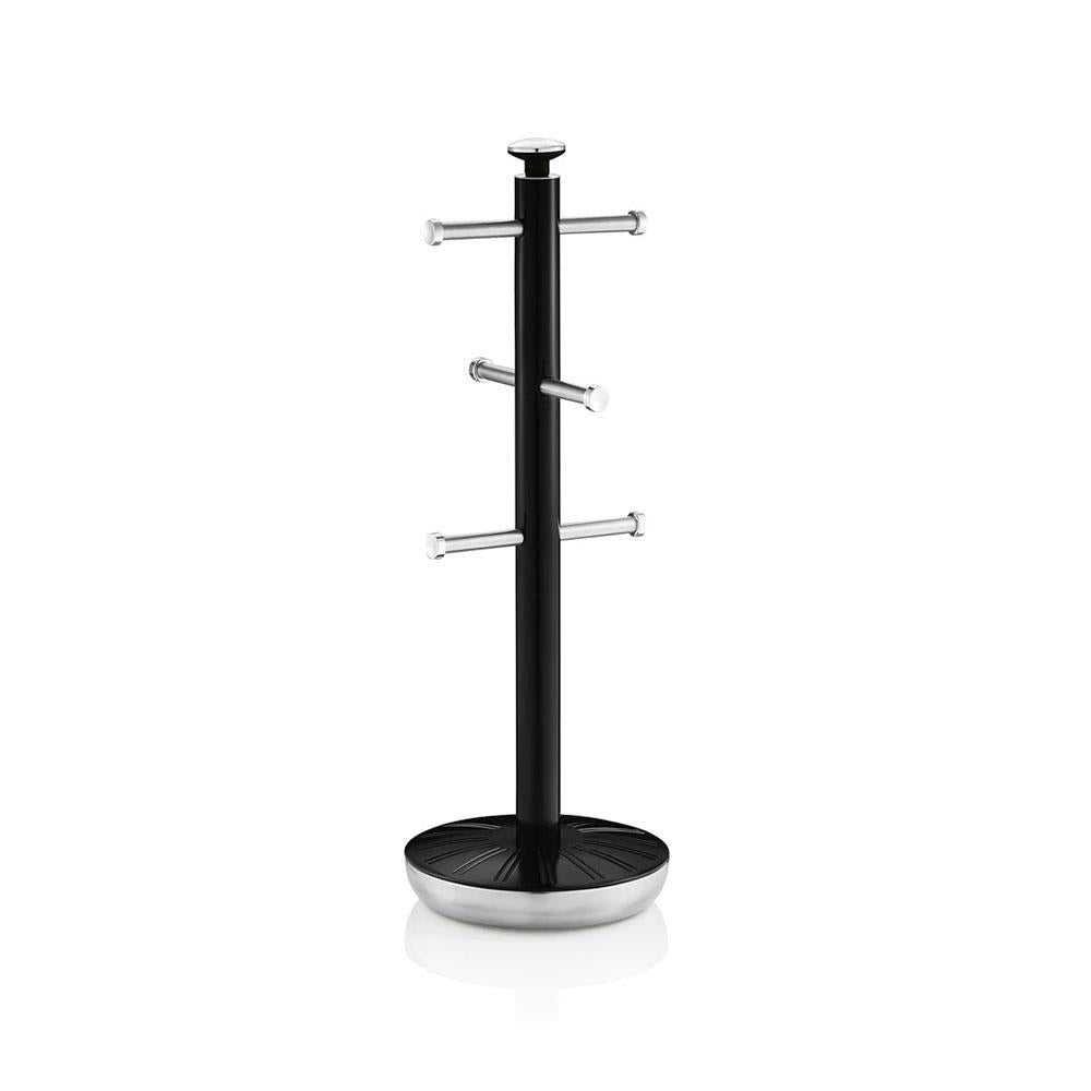 Swan Retro Towel Pole And Mug Tree Set Chrome Stainless Steel - Black