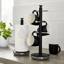 Swan Retro Towel Pole And Mug Tree Set Chrome Stainless Steel - Black